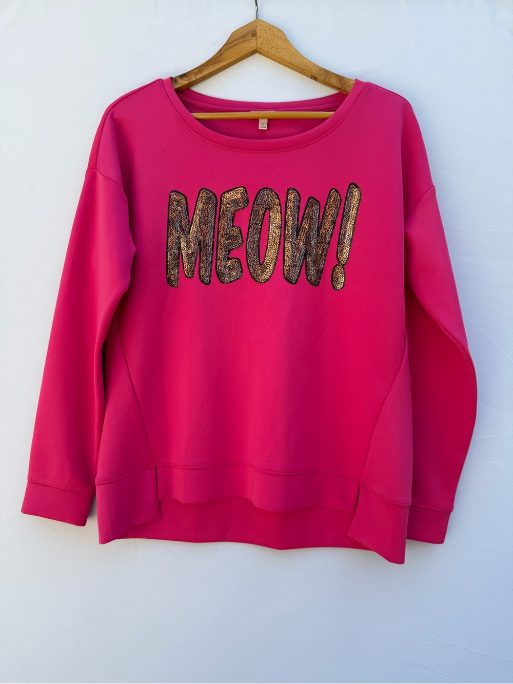 Vintage Juicy Couture Meow Sequin Sweatshirt Hot Pink Y2K Cat Size Medium NWOT